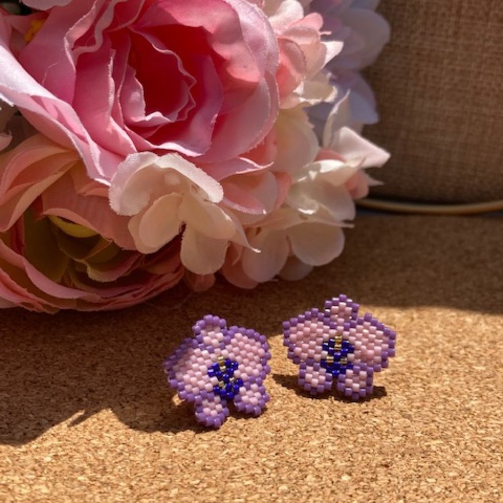Miyuki Delica purple Orchid earrings